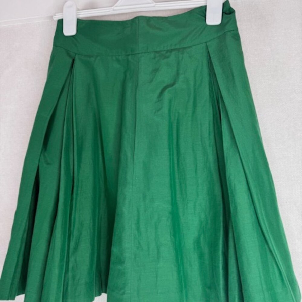 Bright Green Full Skirt with Drop Waist and Pleats from Banana Republic